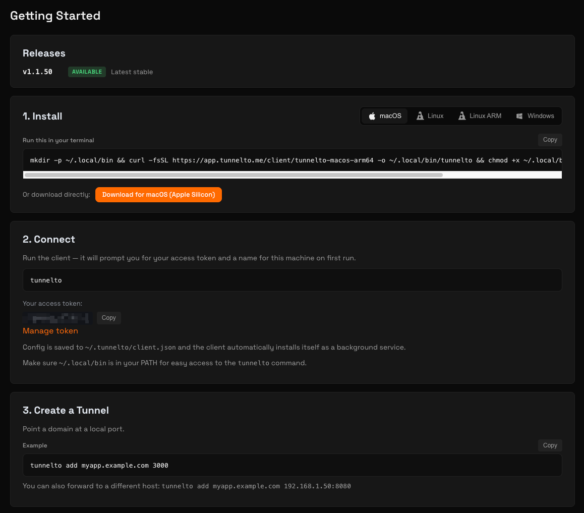 Getting started with tunnelto